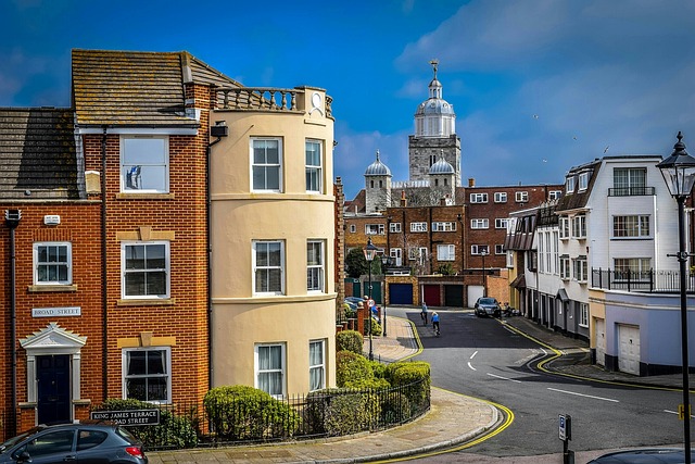 Buildings and a road in Portsmouth