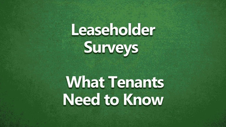 Green background with white bold text reading: “Leaseholder Surveys – What Tenants Need to Know”.