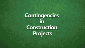 Text on green background reading “Contingencies in construction projects,” used as a title image for a property advice video by Harrison Clarke Chartered Surveyors.
