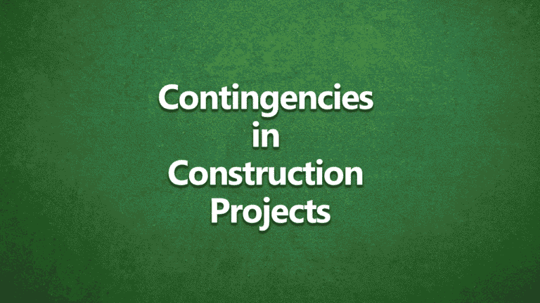Text on green background reading “Contingencies in construction projects,” used as a title image for a property advice video by Harrison Clarke Chartered Surveyors.