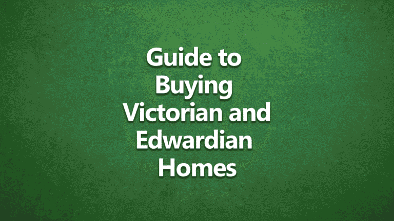Text on green background reading “Guide to buying Victorian and Edwardian Homes,” used as a title image for a property advice video by Harrison Clarke Chartered Surveyors.